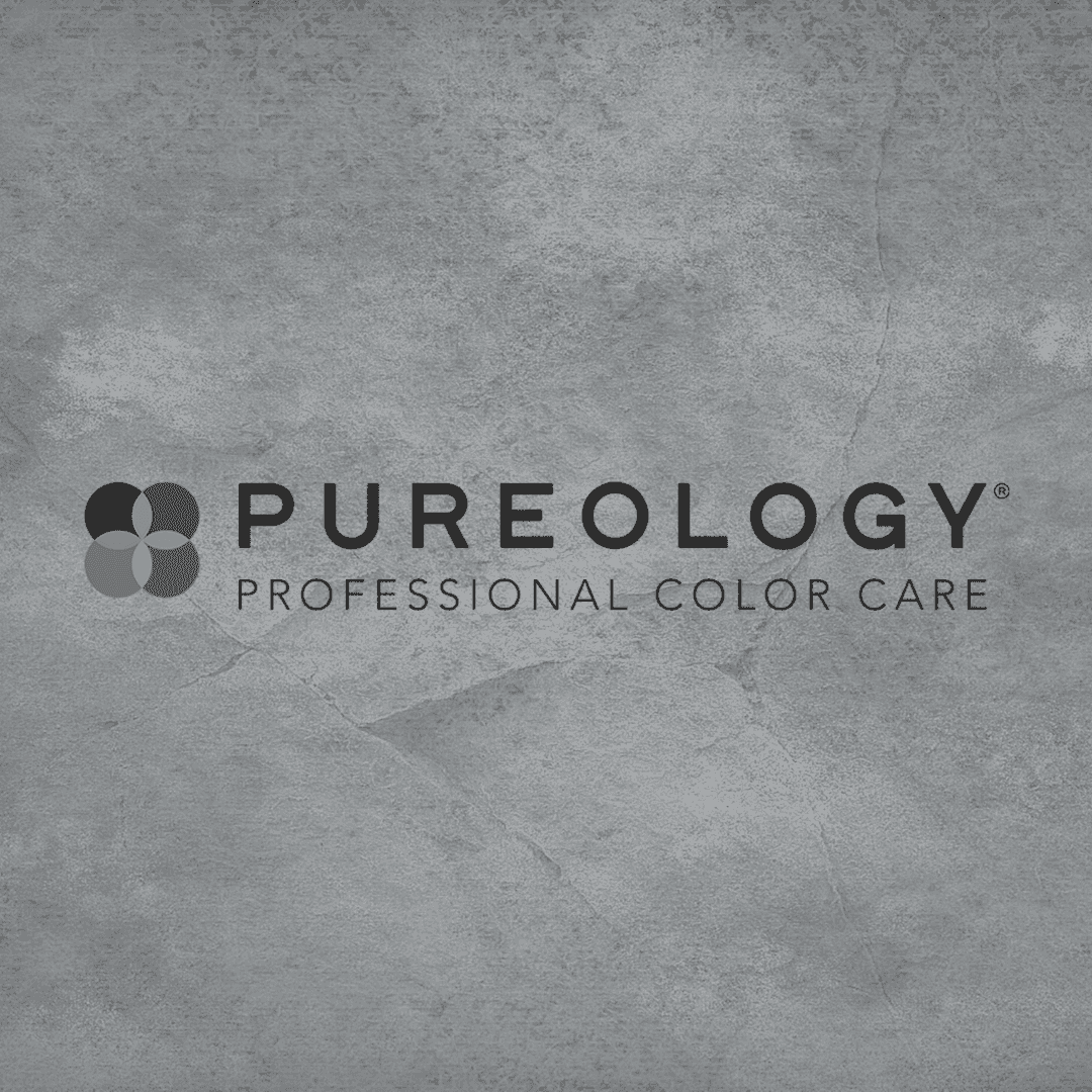 Pureology logo with "Professional Color Care" text on a textured gray background.